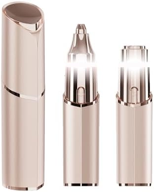 BEENLE Facial Hair Remover for Women, 2 in 1 Painless Facial Hair Removal Eyebrow Trimmer, Rechargeable Electric Portable Face Shaver Eyebrow Lips Body for Women - Built-in LED Light (Rose Gold)