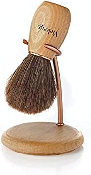 Vie-Long Wave Set Brown Horse Hair Shaving Brush with Stand