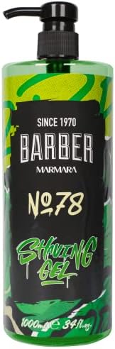 BARBER MARMARA Men's Shaving Gel No. 78 - Men's Shaving Gel Transparent 1000 ml - Shaving Gel Men - Precise Shaving of Beard Contours - Does Not Foam - Cools the Skin - with Pump Dispenser