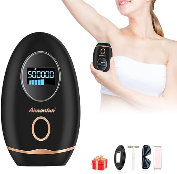 Aimanfun Light Hair Remove Device Painless Permanent Hair Removal with Aoto Flash Modes and 2 Lamp Heads at-Homefor Facial Armpits Legs Bikini Line