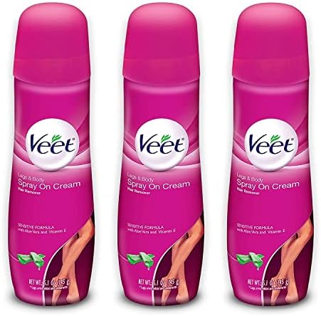 Veet Spray On Hair Removal Cream, for Legs & Body, 5.1 Oz (Pack of 3)